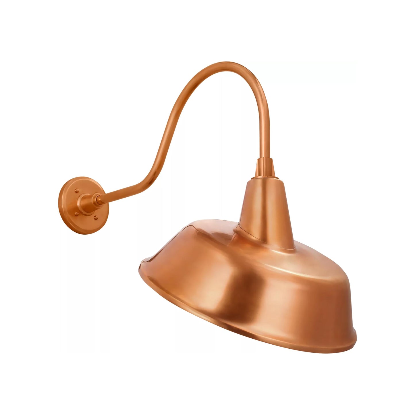 Academy Flynn Barn Outdoor Wall Light in Soft Copper (16-Inch Tilted Bowers Shade).