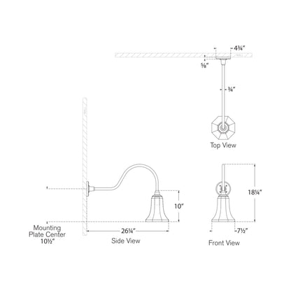 Academy Flynn Barn Outdoor Wall Light - line drawing.