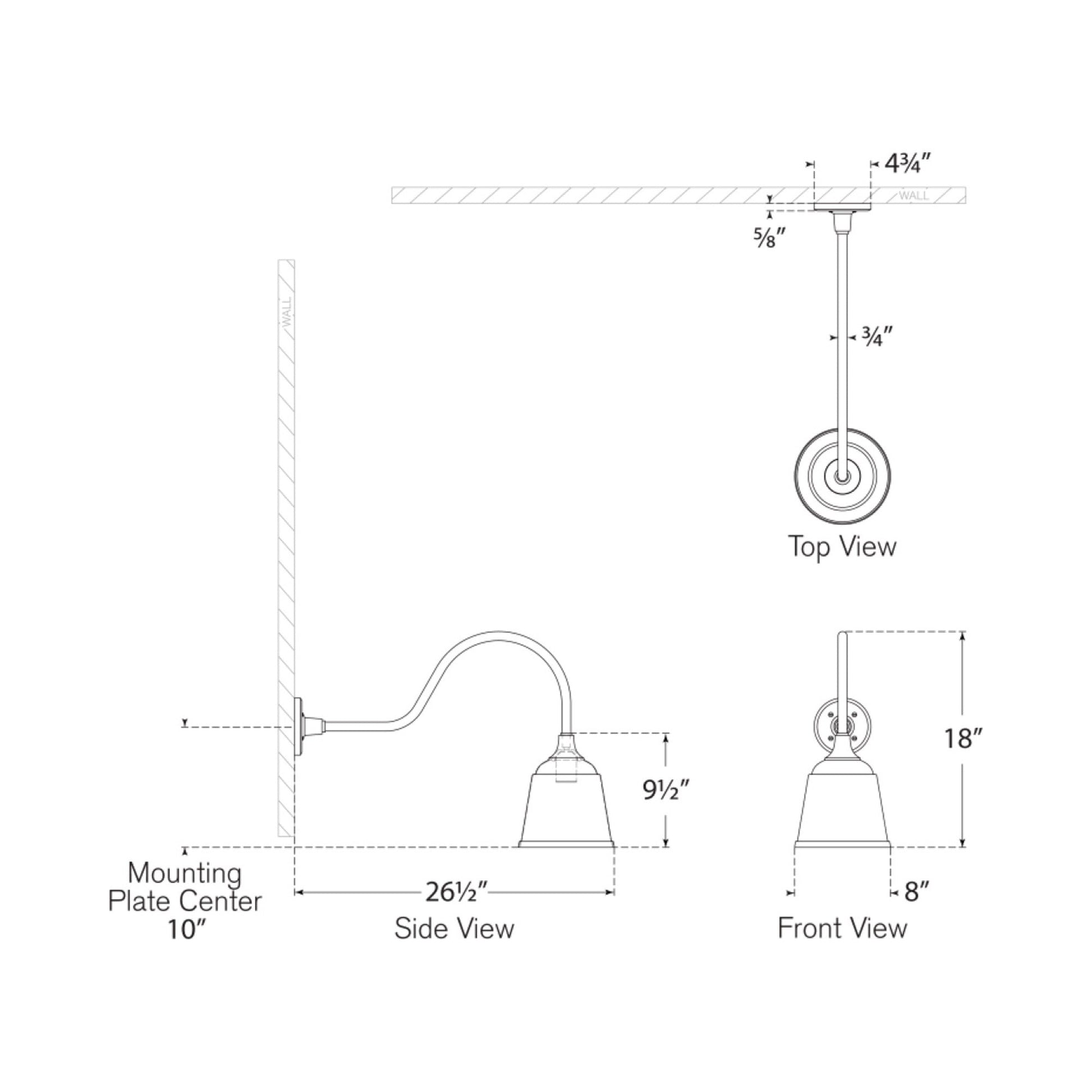 Academy Flynn Barn Outdoor Wall Light - line drawing.
