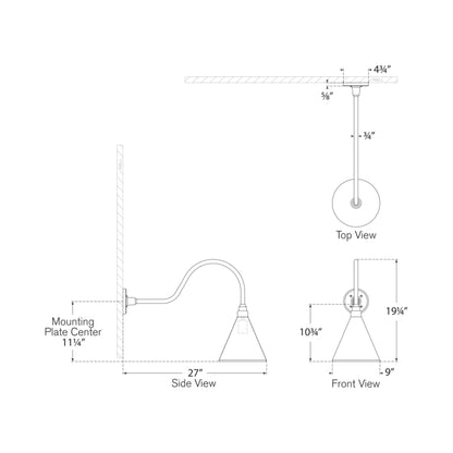 Academy Flynn Barn Outdoor Wall Light - line drawing.