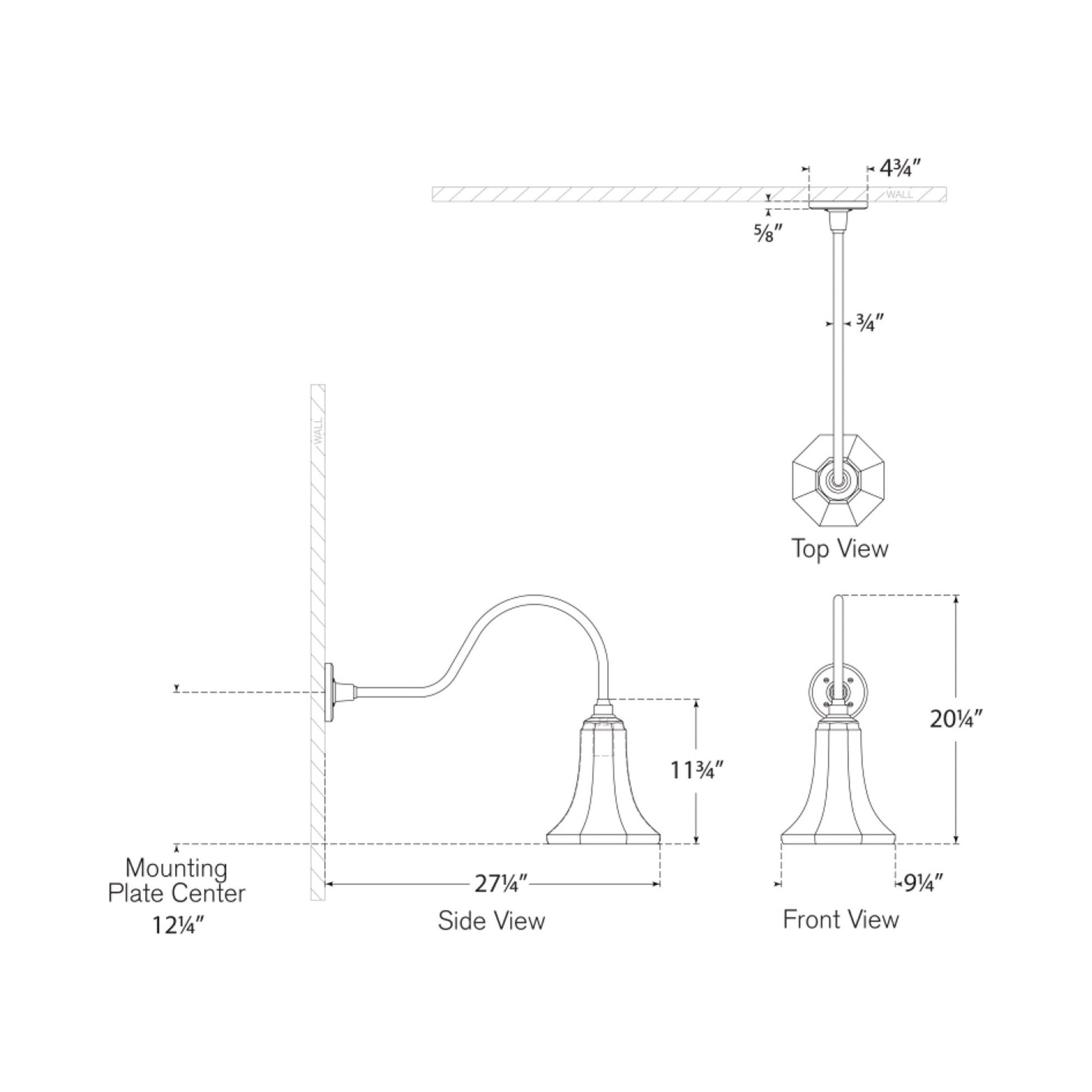 Academy Flynn Barn Outdoor Wall Light - line drawing.