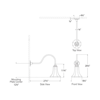 Academy Flynn Barn Outdoor Wall Light - line drawing.