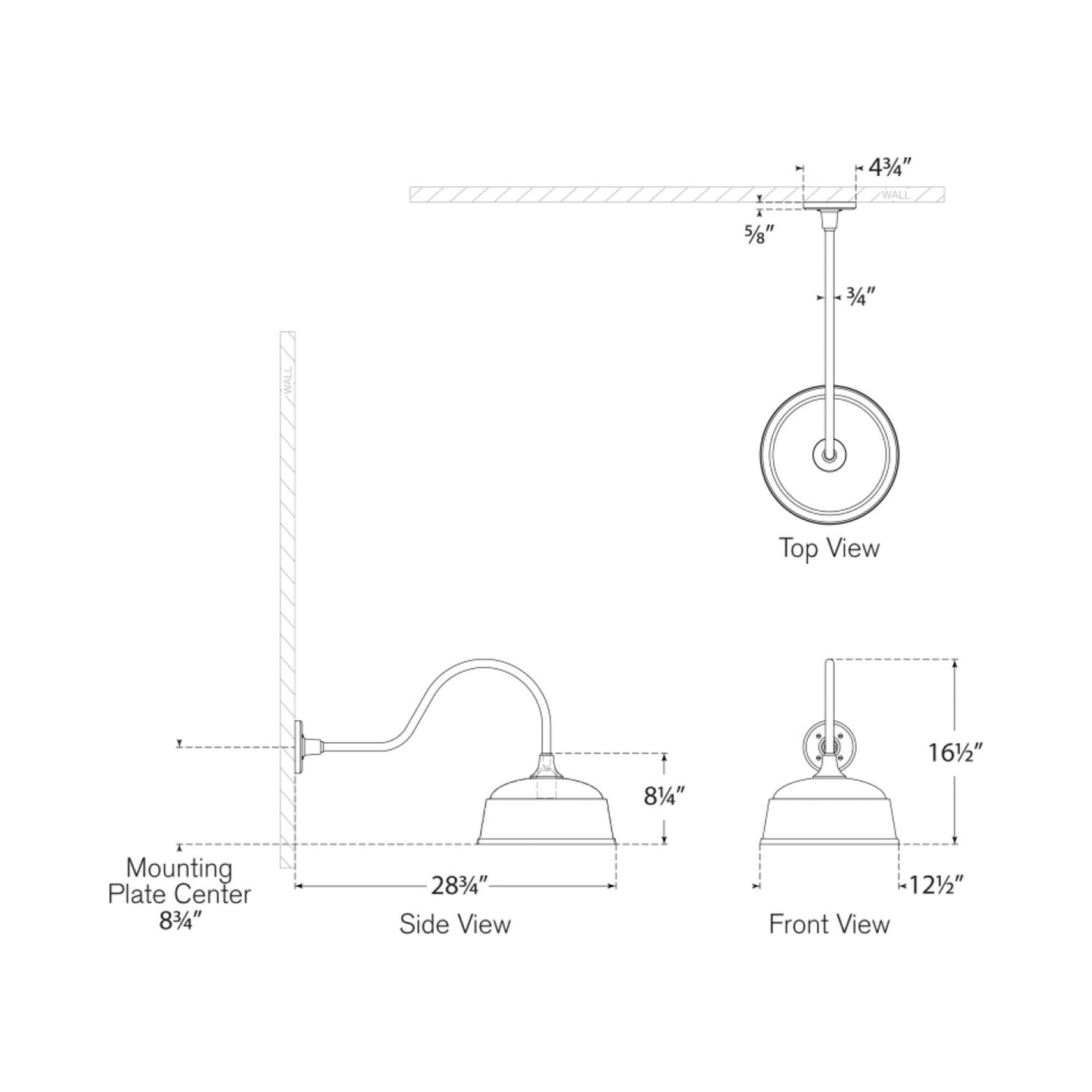 Academy Flynn Barn Outdoor Wall Light - line drawing.