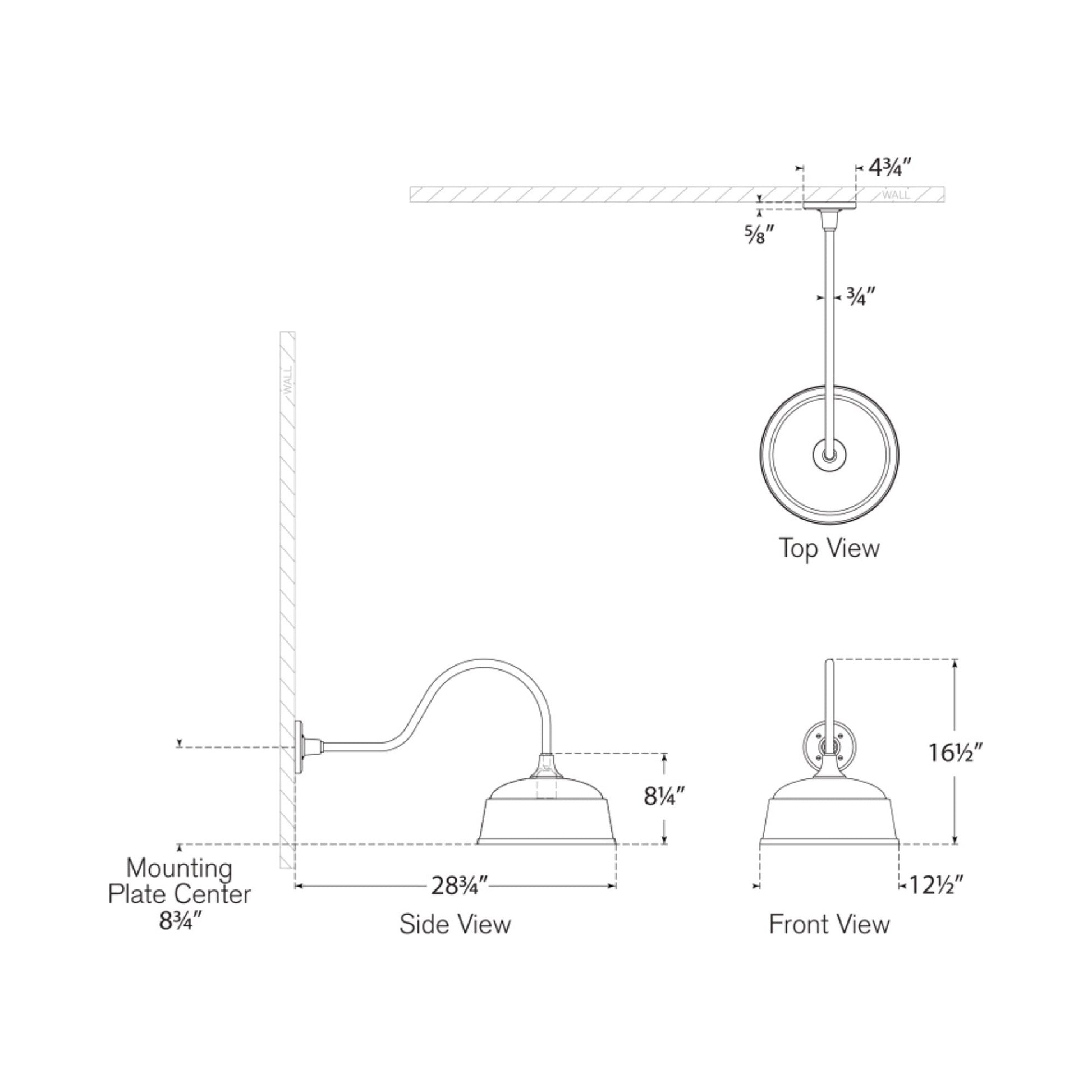 Academy Flynn Barn Outdoor Wall Light - line drawing.