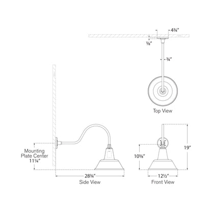 Academy Flynn Barn Outdoor Wall Light - line drawing.