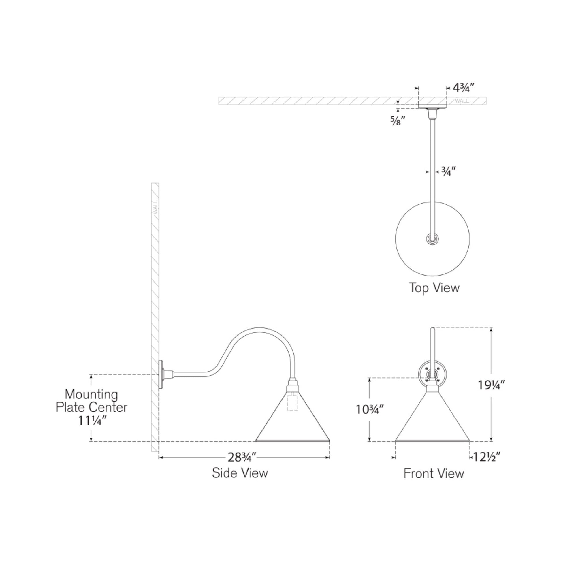 Academy Flynn Barn Outdoor Wall Light - line drawing.