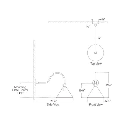 Academy Flynn Barn Outdoor Wall Light - line drawing.