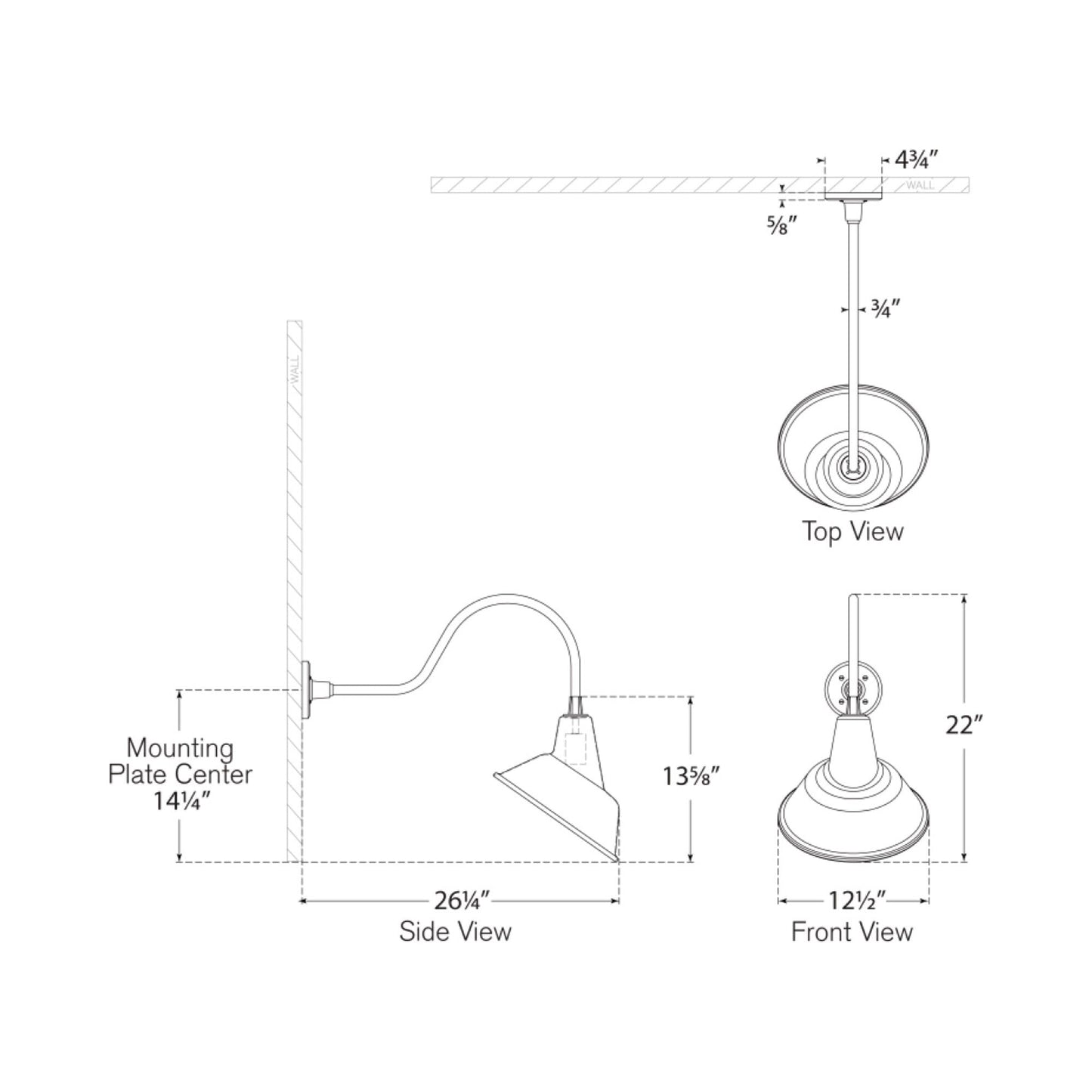 Academy Flynn Barn Outdoor Wall Light - line drawing.