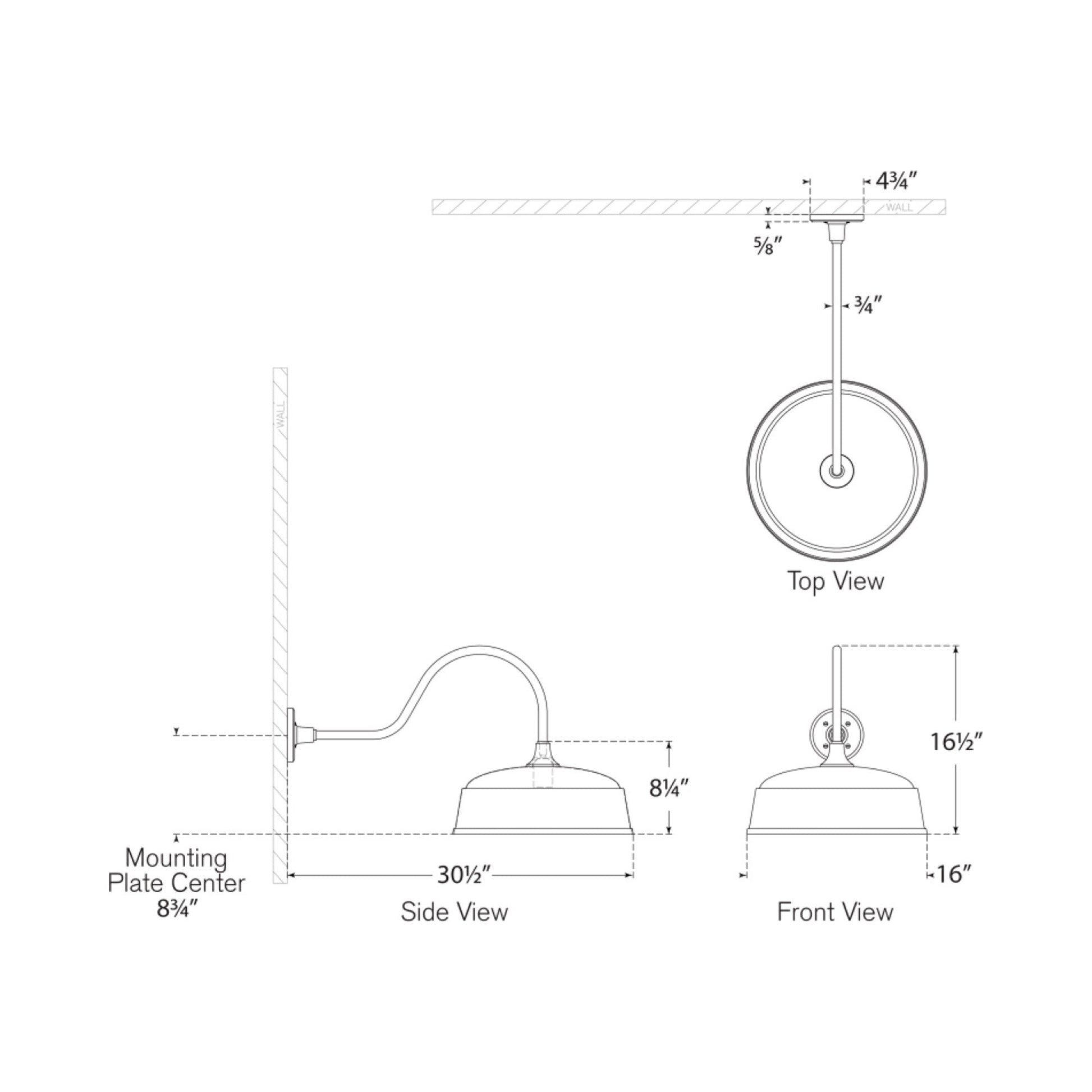 Academy Flynn Barn Outdoor Wall Light - line drawing.