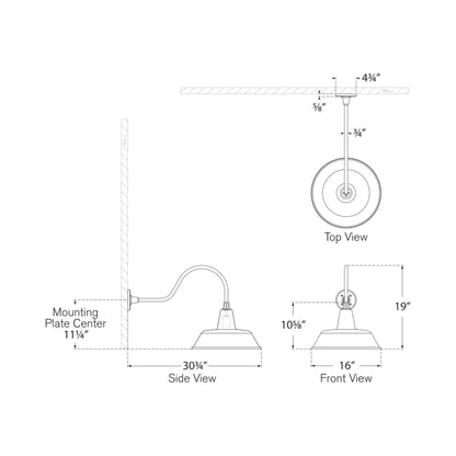 Academy Flynn Barn Outdoor Wall Light - line drawing.