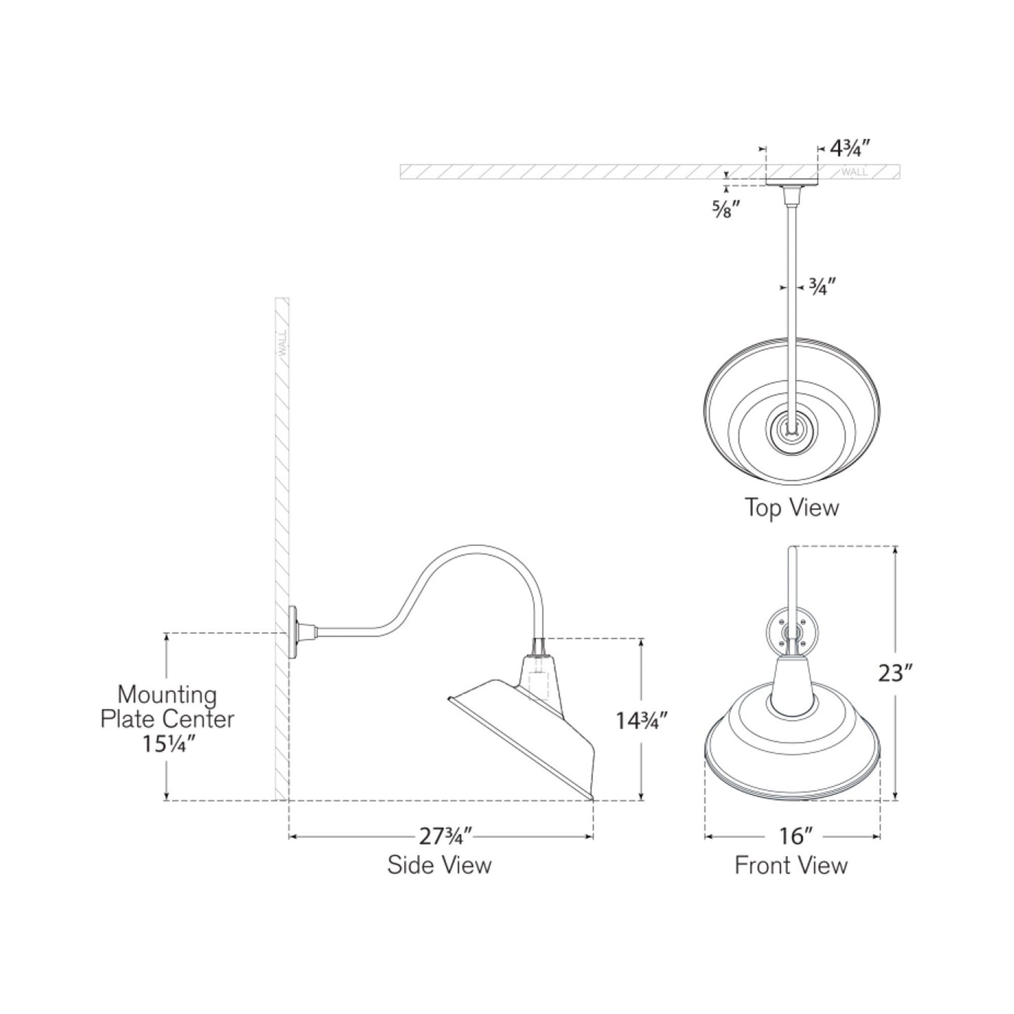 Academy Flynn Barn Outdoor Wall Light - line drawing.
