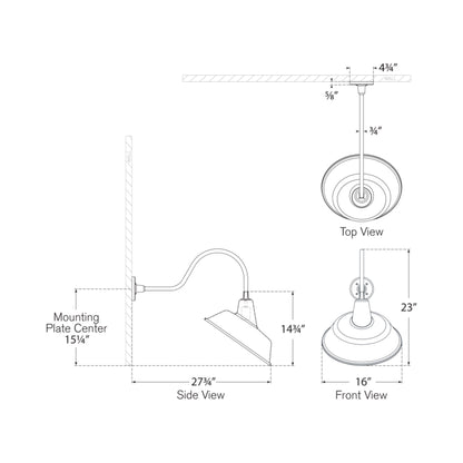 Academy Flynn Barn Outdoor Wall Light - line drawing.