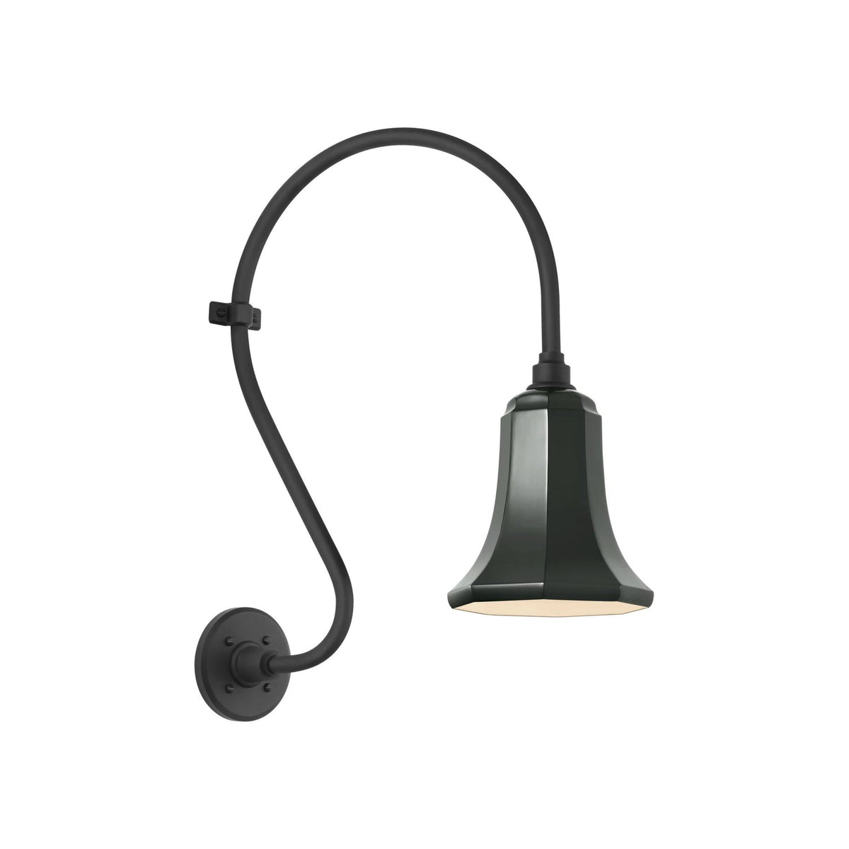 Academy Larrabee Barn Outdoor Wall Light in Matte Black/7.5-Inch Green Savannah Shade (21-Inch).