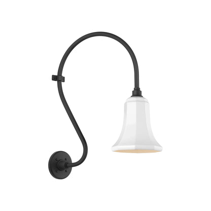 Academy Larrabee Barn Outdoor Wall Light in Matte Black/7.5-Inch White Savannah Shade (21-Inch).