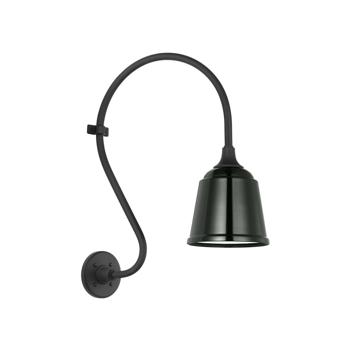 Academy Larrabee Barn Outdoor Wall Light in Matte Black/8-Inch Green Rockhouse Shade (21-Inch).