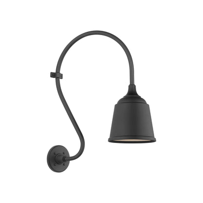 Academy Larrabee Barn Outdoor Wall Light in Matte Black/8-Inch Matte Black Rockhouse Shade (21-Inch).