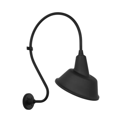 Academy Larrabee Barn Outdoor Wall Light in Matte Black/12.5-Inch Matte Black Tilted Bowers Shade (24-Inch).