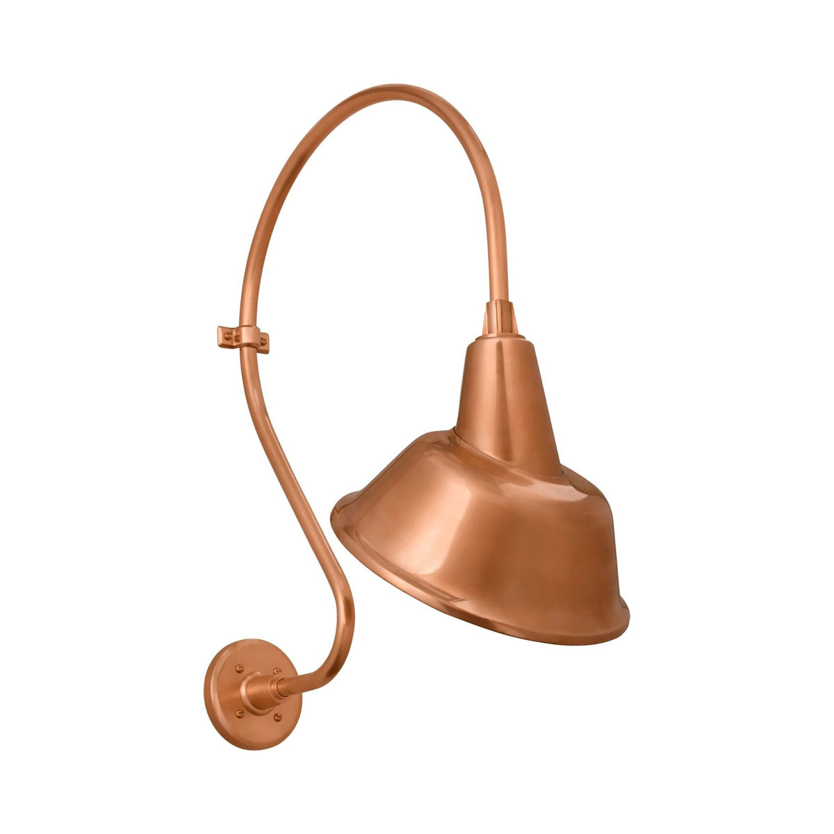 Academy Larrabee Barn Outdoor Wall Light in Soft Copper/12.5-Inch Soft Copper Tilted Bowers Shade (24-Inch).