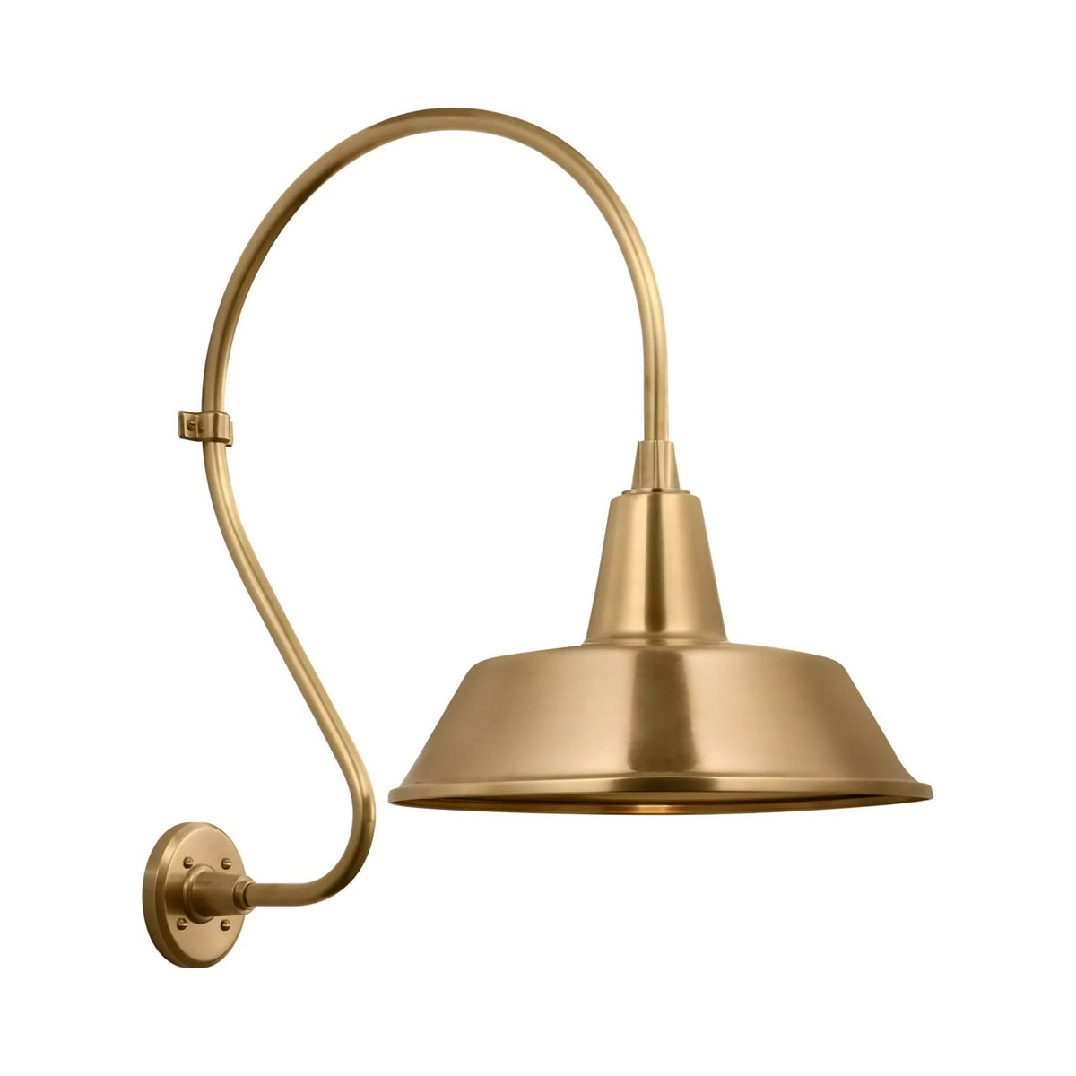 Academy Larrabee Barn Outdoor Wall Light in Hand-Rubbed Antique Brass/16-Inch Hand-Rubbed Antique Brass Bowers Shade (24-Inch).