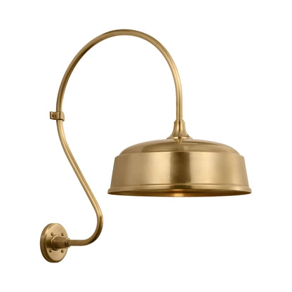 Academy Larrabee Barn Outdoor Wall Light in Hand-Rubbed Antique Brass/16-Inch Hand-Rubbed Antique Brass Rockhouse Shade (24-Inch).
