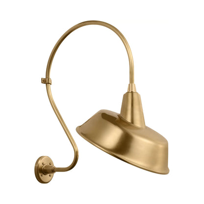 Academy Larrabee Barn Outdoor Wall Light in Hand-Rubbed Antique Brass/16-Inch Hand-Rubbed Antique Brass Tilted Bowers Shade (24-Inch).