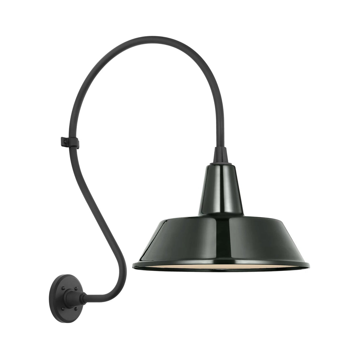 Academy Larrabee Barn Outdoor Wall Light in Matte Black/16-Inch Green Bowers Shade (24-Inch).