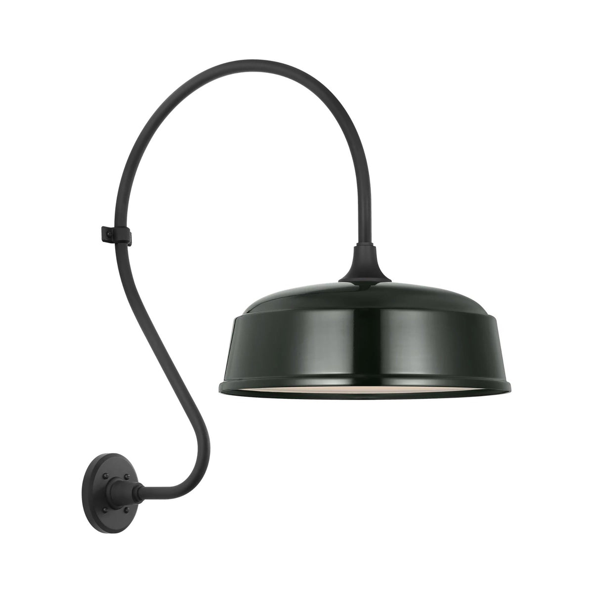Academy Larrabee Barn Outdoor Wall Light in Matte Black/16-Inch Green Rockhouse Shade (24-Inch).