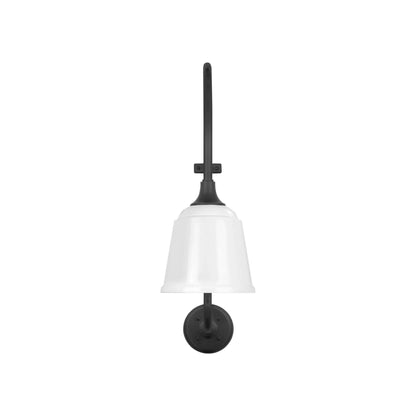 Academy Larrabee Barn Outdoor Wall Light in Matte Black/8-Inch White Rockhouse Shade (21-Inch).