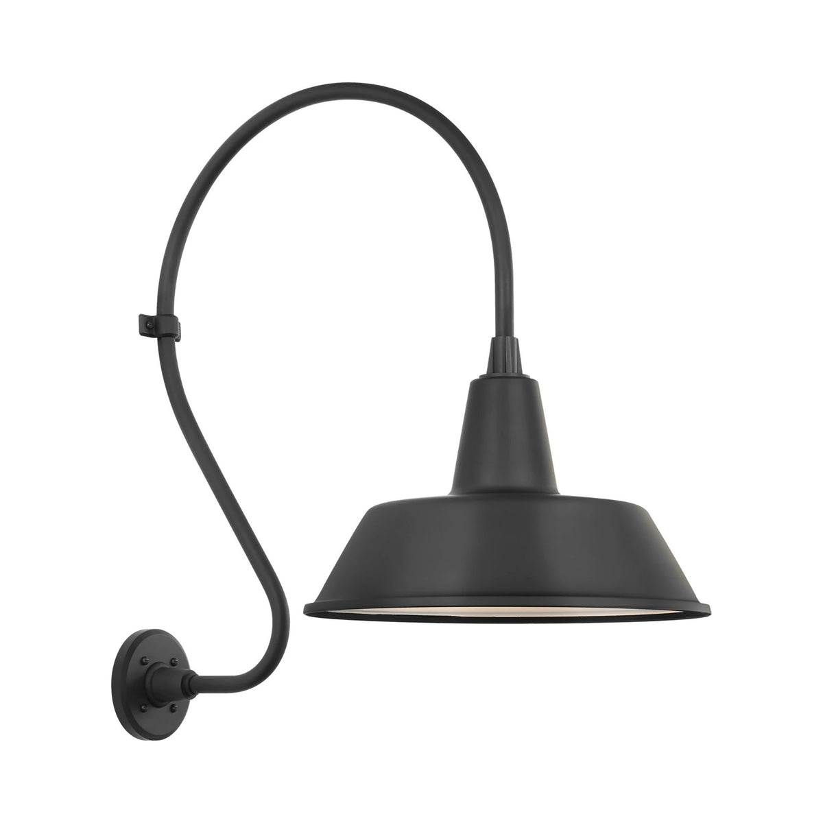 Academy Larrabee Barn Outdoor Wall Light in Matte Black/16-Inch Matte Black Bowers Shade (24-Inch).