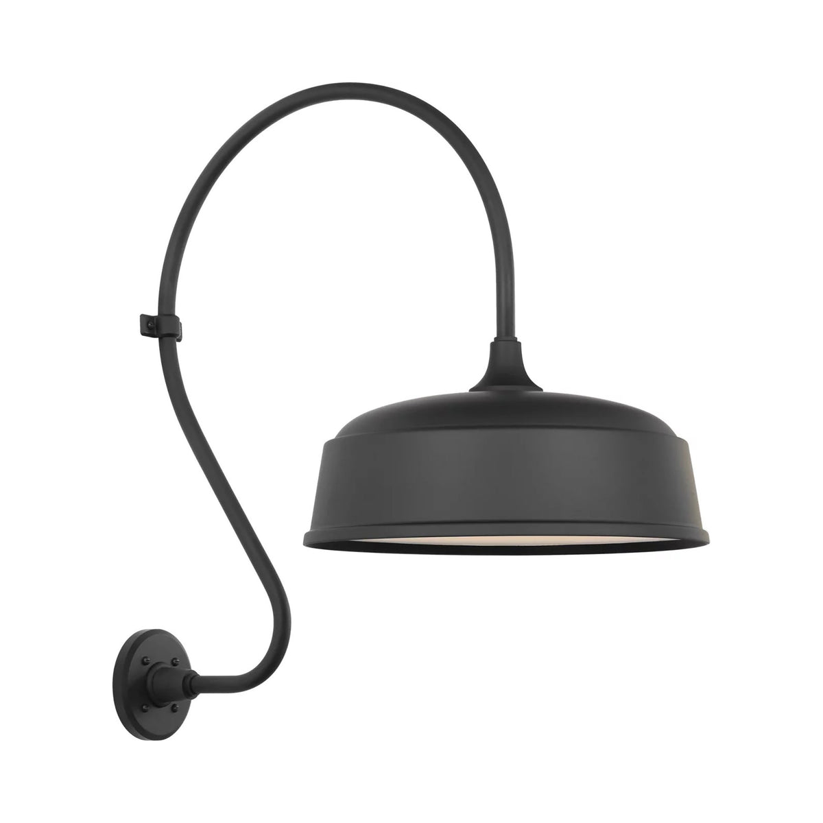 Academy Larrabee Barn Outdoor Wall Light in Matte Black/16-Inch Matte Black Rockhouse Shade (24-Inch).