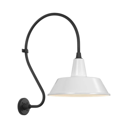 Academy Larrabee Barn Outdoor Wall Light in Matte Black/16-Inch White Bowers Shade (24-Inch).