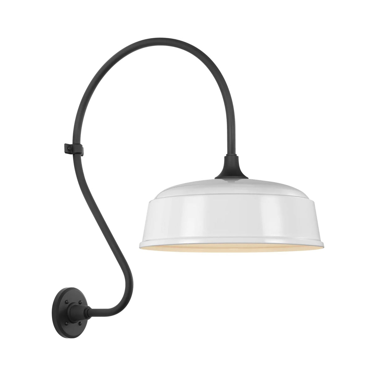 Academy Larrabee Barn Outdoor Wall Light in Matte Black/16-Inch White Rockhouse Shade (24-Inch).