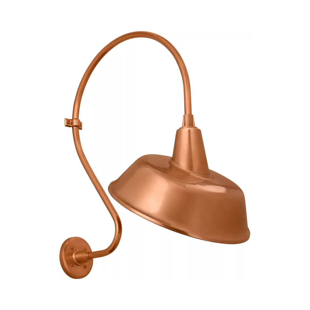 Academy Larrabee Barn Outdoor Wall Light in Soft Copper/16-Inch Soft Copper Tilted Bowers Shade (24-Inch).