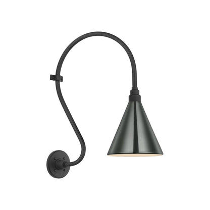 Academy Larrabee Barn Outdoor Wall Light in Matte Black/9-Inch Green Conical Savannah Shade (21-Inch).