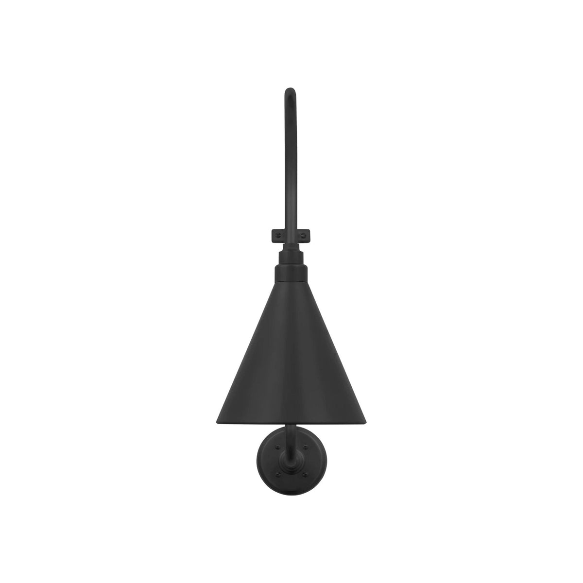Academy Larrabee Barn Outdoor Wall Light in Matte Black/9-Inch Matte Black Conical Savannah Shade (21-Inch).