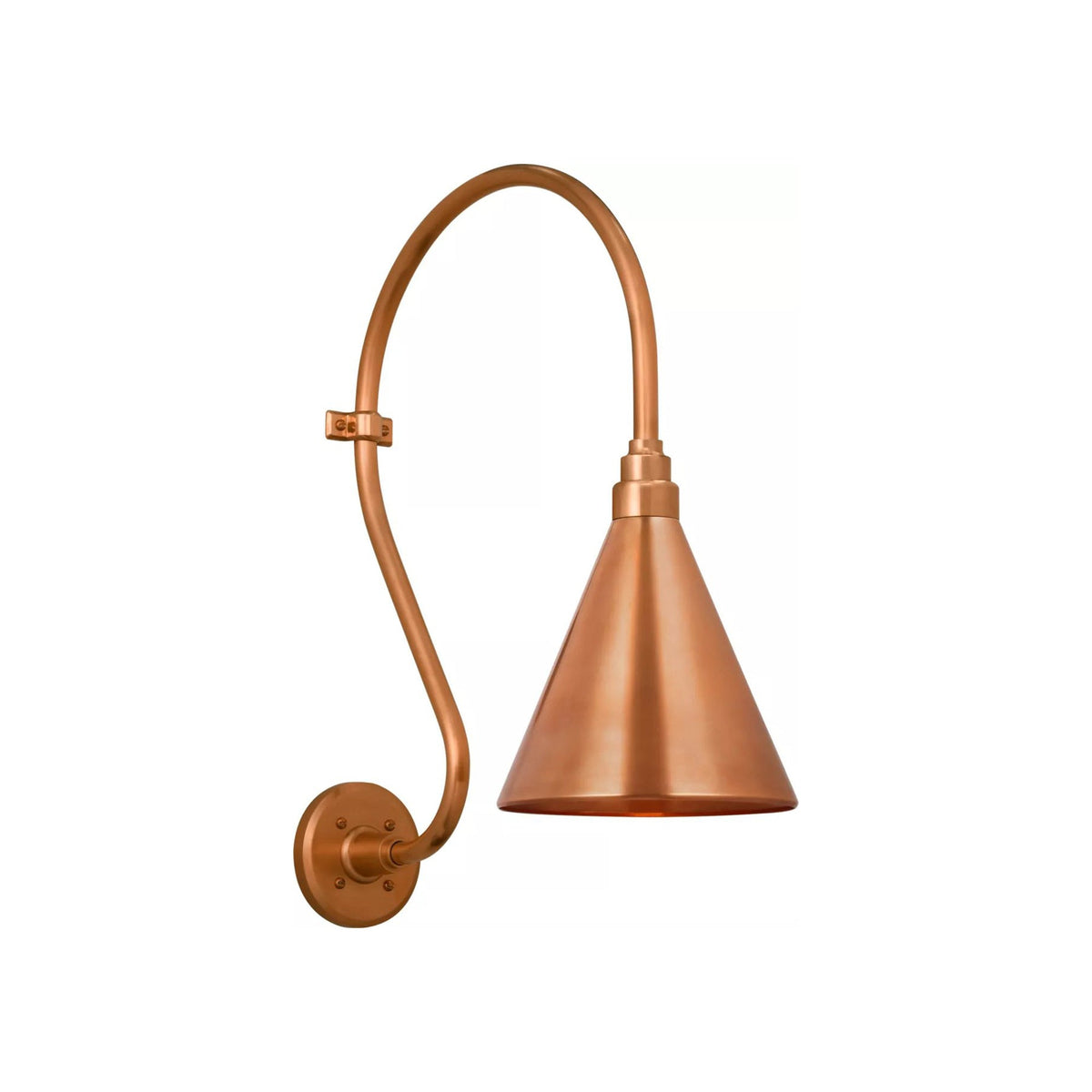 Academy Larrabee Barn Outdoor Wall Light in Soft Copper/9-Inch Soft Copper Conical Savannah Shade (21-Inch).