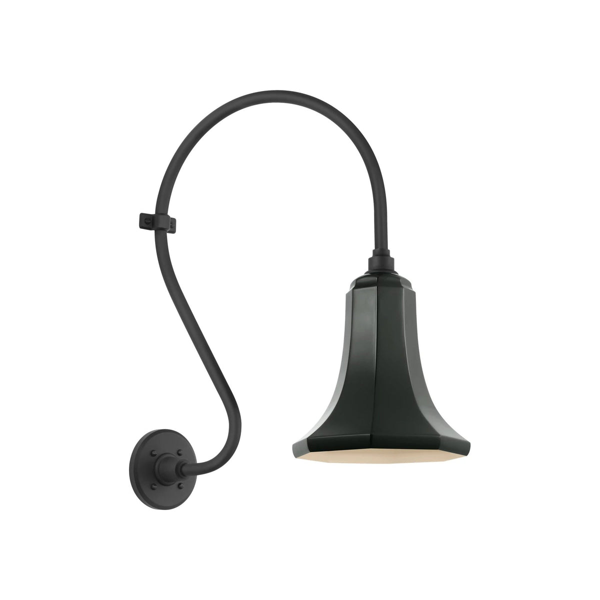 Academy Larrabee Barn Outdoor Wall Light in Matte Black/9.25-Inch Green Savannah Shade (21-Inch).