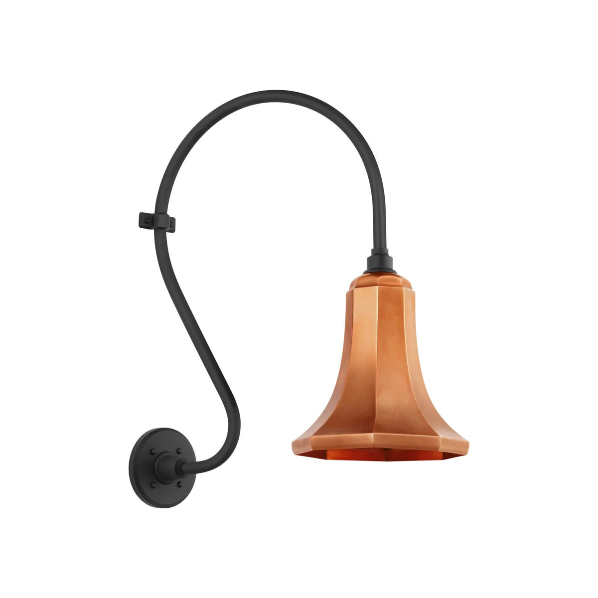 Academy Larrabee Barn Outdoor Wall Light in Matte Black/9.25-Inch Soft Copper Savannah Shade (21-Inch).