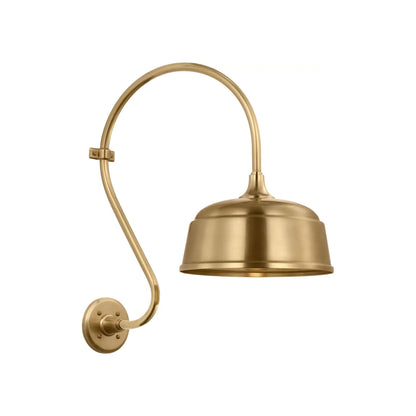 Academy Larrabee Barn Outdoor Wall Light in Hand-Rubbed Antique Brass/12.5-Inch Hand-Rubbed Antique Brass Rockhouse Shade (21-Inch).
