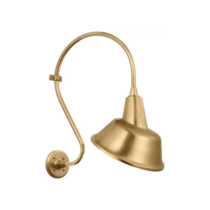Academy Larrabee Barn Outdoor Wall Light in Hand-Rubbed Antique Brass/12.5-Inch Hand-Rubbed Antique Brass Tilted Bowers Shade (21-Inch).