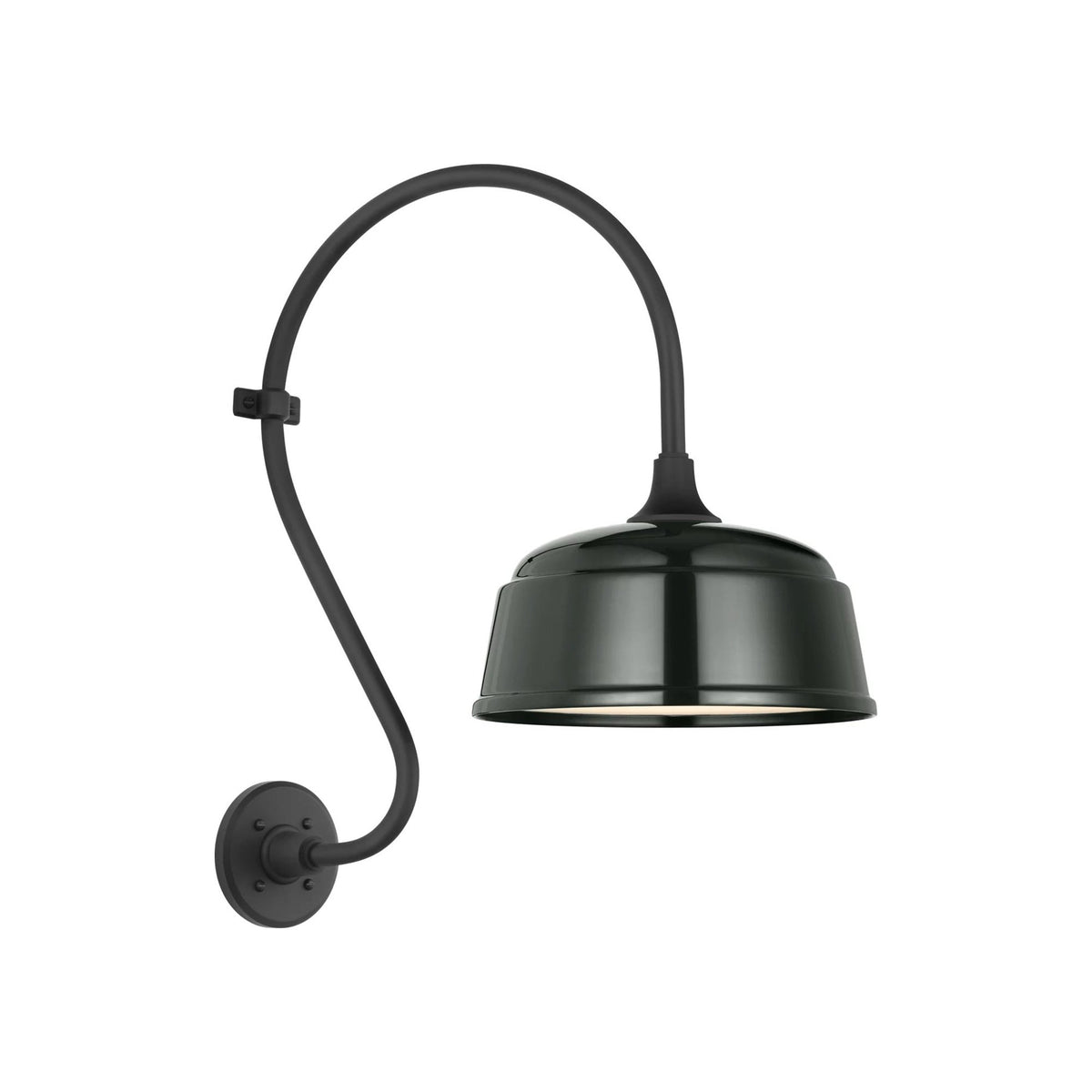 Academy Larrabee Barn Outdoor Wall Light in Matte Black/12.5-Inch Green Rockhouse Shade (21-Inch).