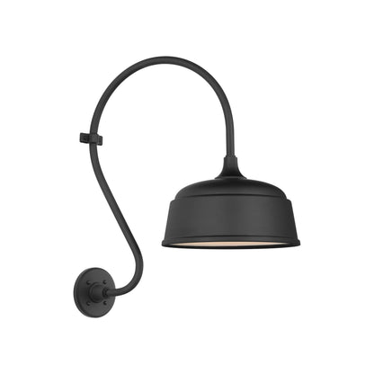Academy Larrabee Barn Outdoor Wall Light in Matte Black/12.5-Inch Matte Black Rockhouse Shade (21-Inch).