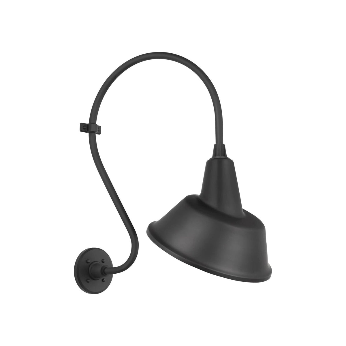 Academy Larrabee Barn Outdoor Wall Light in Matte Black/12.5-Inch Matte Black Tilted Bowers Shade (21-Inch).