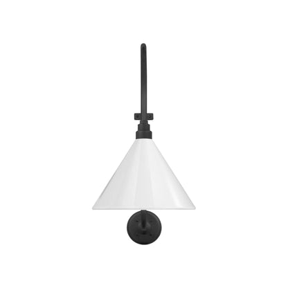 Academy Larrabee Barn Outdoor Wall Light in Matte Black/12.5-Inch White Conical Savannah Shade (21-Inch).