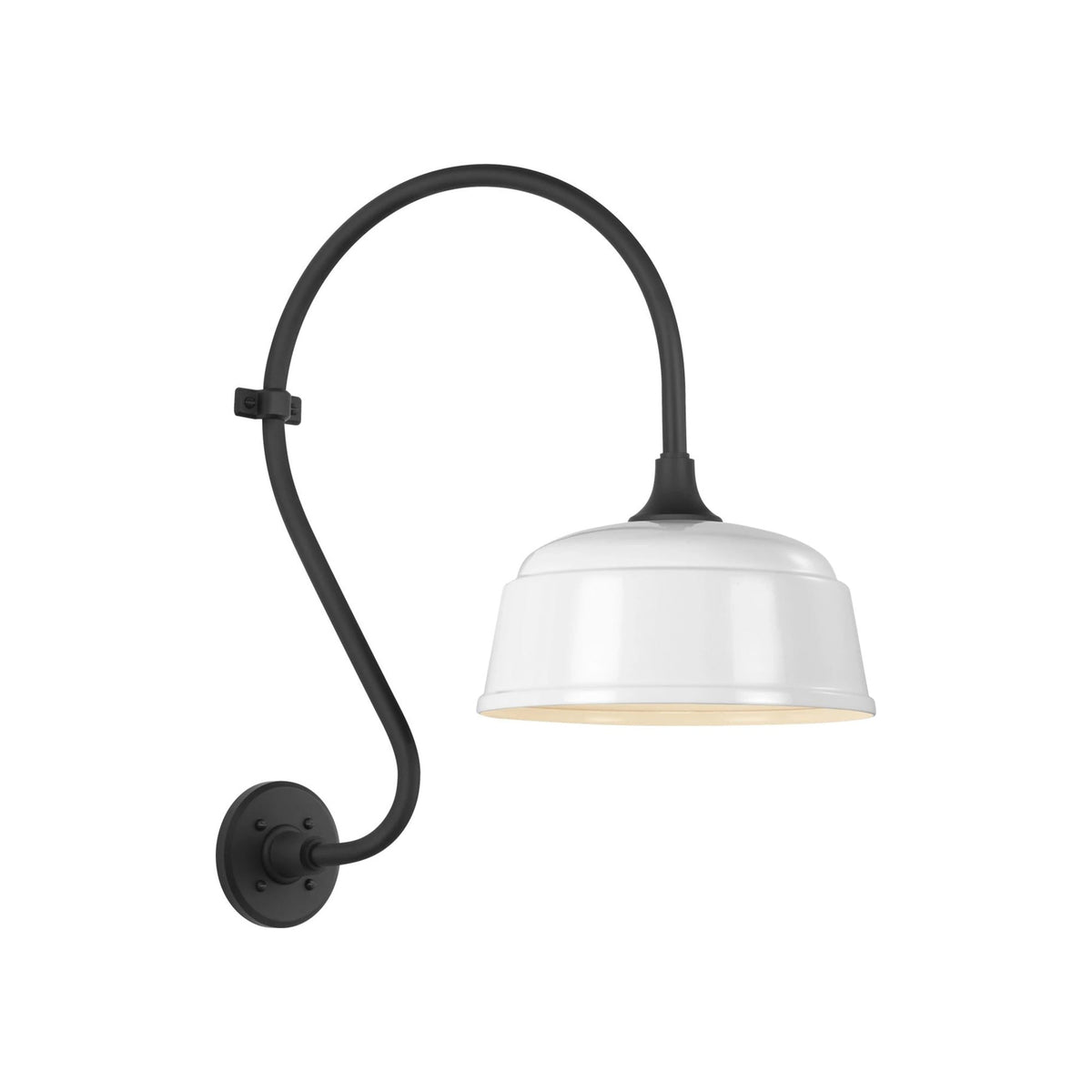 Academy Larrabee Barn Outdoor Wall Light in Matte Black/12.5-Inch White Rockhouse Shade (21-Inch).