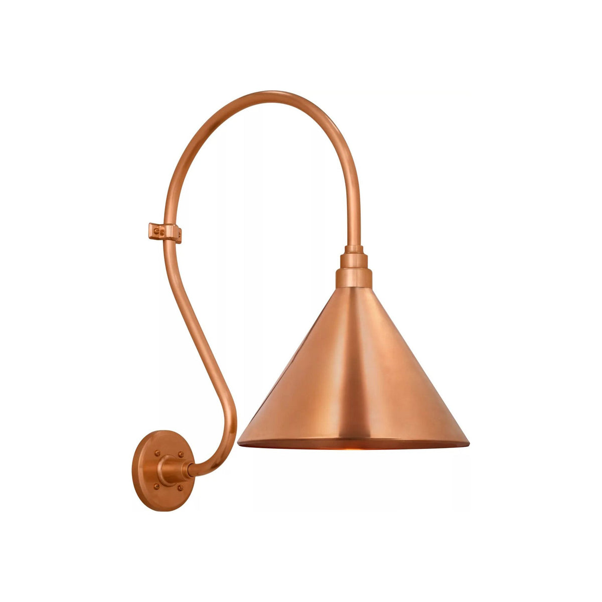 Academy Larrabee Barn Outdoor Wall Light in Soft Copper/12.5-Inch Soft Copper Conical Savannah Shade (21-Inch).