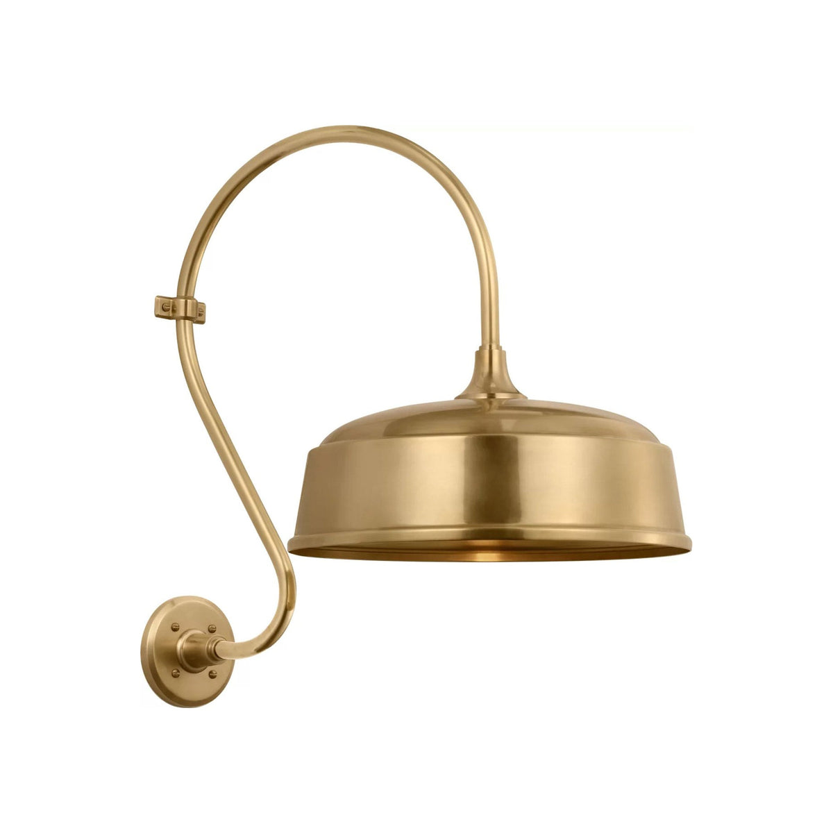 Academy Larrabee Barn Outdoor Wall Light in Hand-Rubbed Antique Brass/16-Inch Hand-Rubbed Antique Brass Rockhouse Shade (21-Inch).