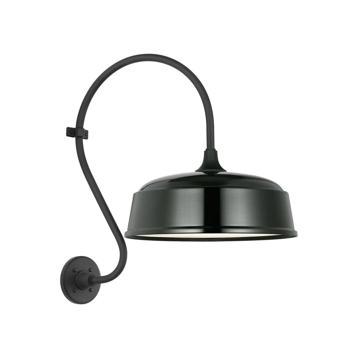 Academy Larrabee Barn Outdoor Wall Light in Matte Black/16-Inch Green Rockhouse Shade (21-Inch).