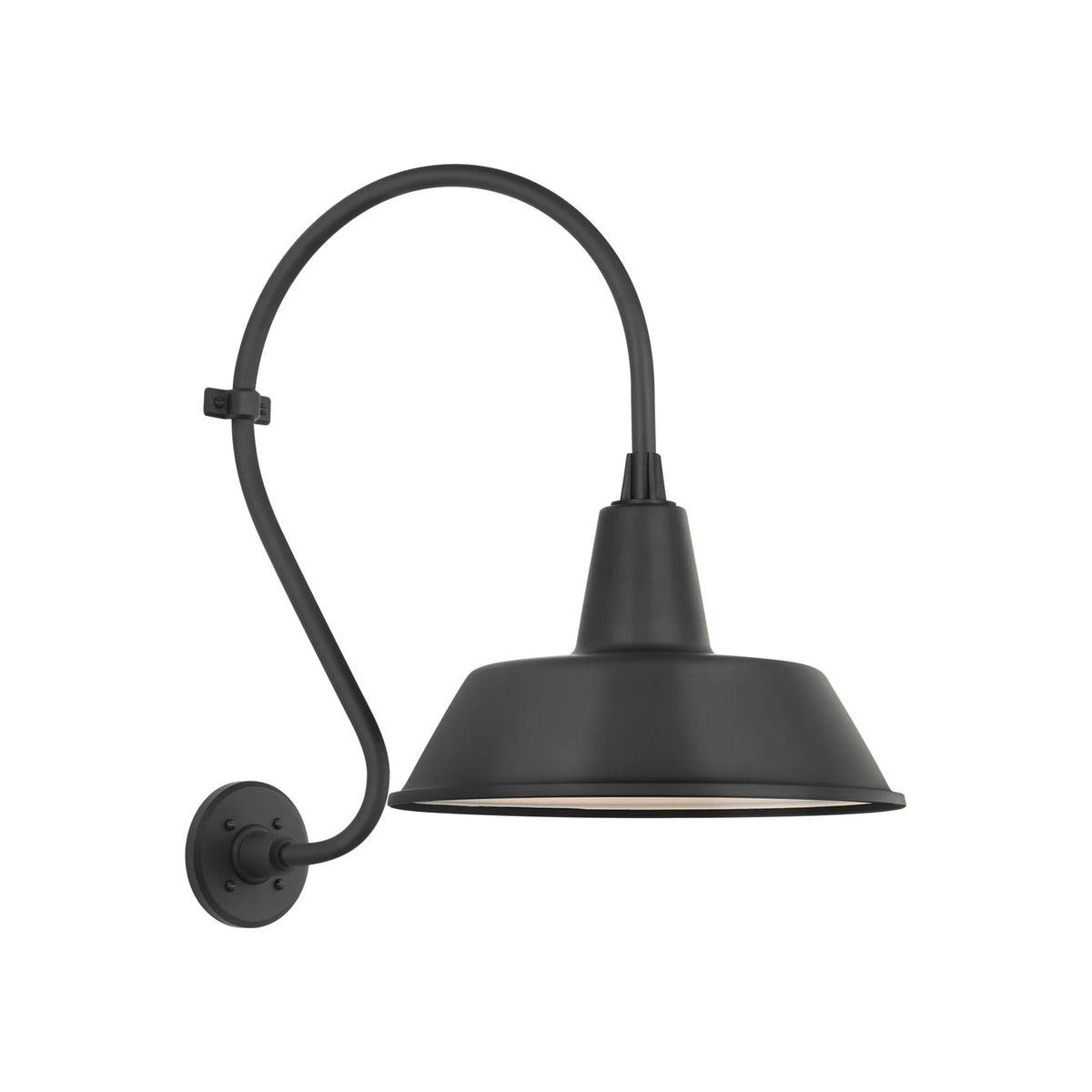Academy Larrabee Barn Outdoor Wall Light in Matte Black/16-Inch Matte Black Bowers Shade (21-Inch).