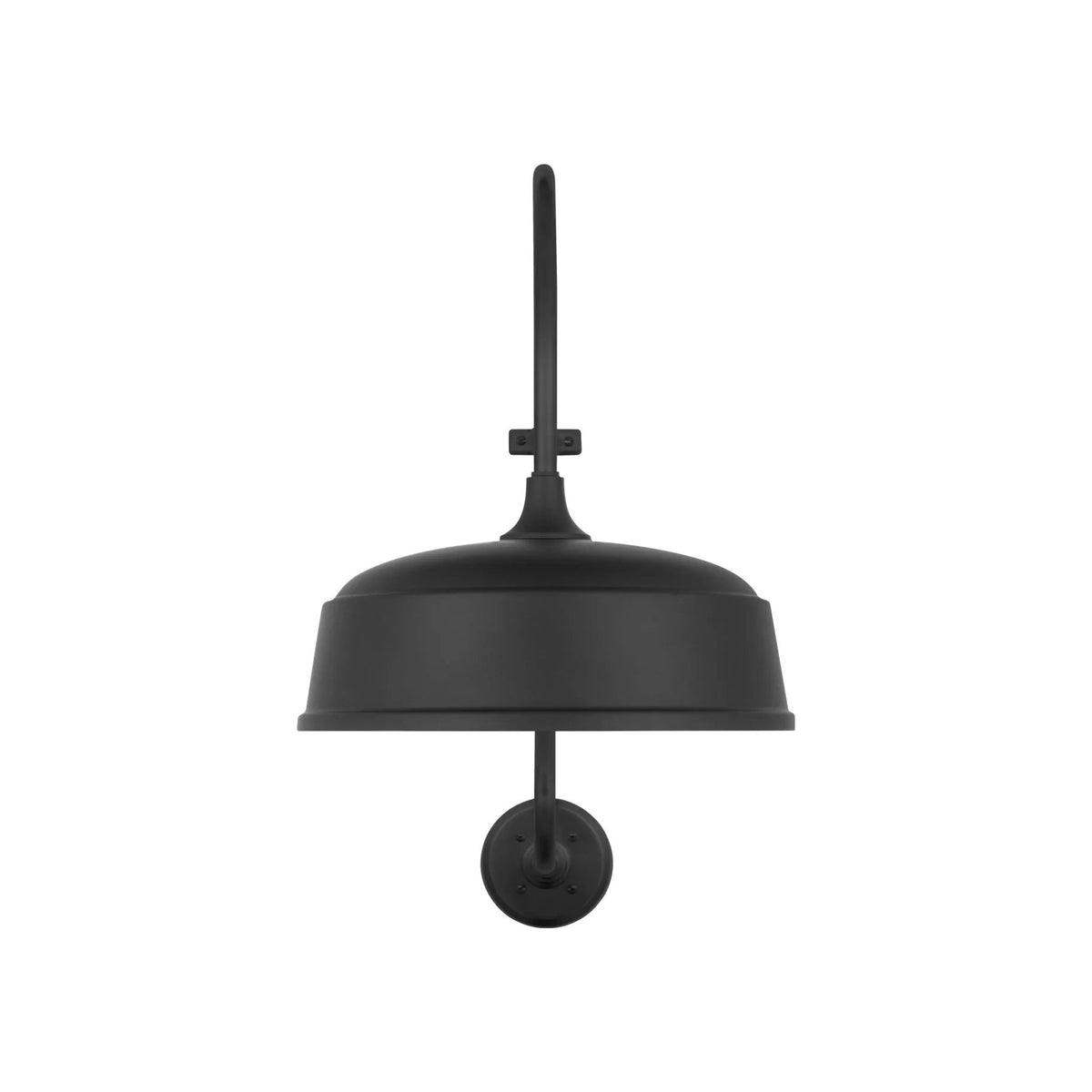 Academy Larrabee Barn Outdoor Wall Light in Matte Black/16-Inch Matte Black Rockhouse Shade (21-Inch).